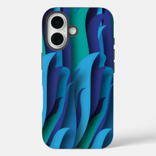 Coques iPhone 16 Vagues de différentes couleurs du bleu au vert