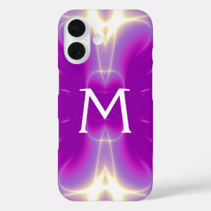 COQUES iPhone 16 VAGUES DE LUMIÈRE FRACTALE ROSE FUCHSIA VIOLET MON