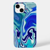 Coques Case-Mate iPhone Vagues de marbre bleu et Turquoise (Verso)