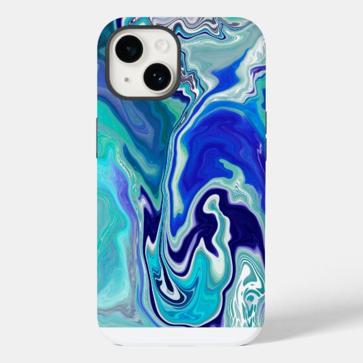 Coques Case-Mate iPhone Vagues de marbre bleu et Turquoise (Verso)