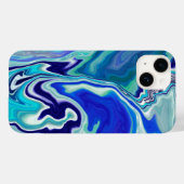 Coques Case-Mate iPhone Vagues de marbre bleu et Turquoise (Verso (horizontal))