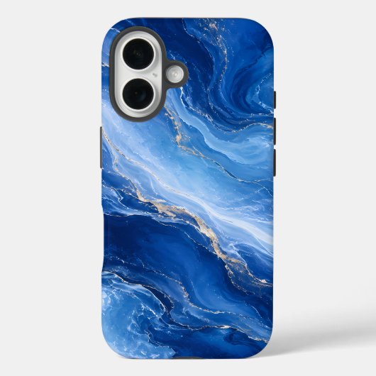 Coques Case-Mate iPhone Vagues de marbre bleu Luxe Abstrait (Verso)