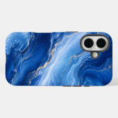 Coques Case-Mate iPhone Vagues de marbre bleu Luxe Abstrait (Verso (horizontal))