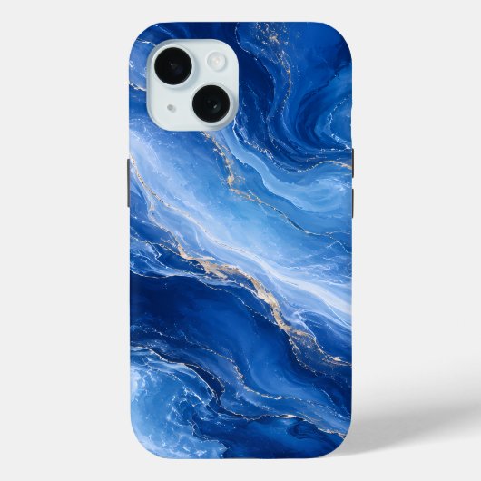 Coques Case-Mate iPhone Vagues de marbre bleu Luxe Abstrait (Verso)