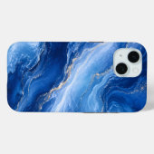 Coques Case-Mate iPhone Vagues de marbre bleu Luxe Abstrait (Verso (horizontal))