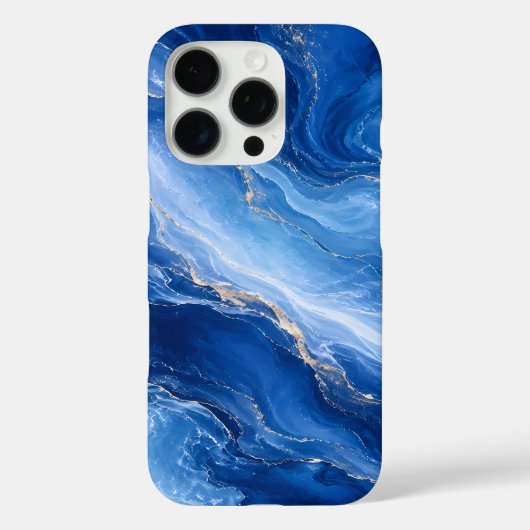 Coques Case-Mate iPhone Vagues de marbre bleu Luxe Abstrait (Verso)