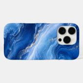 Coques Case-Mate iPhone Vagues de marbre bleu Luxe Abstrait (Verso (horizontal))