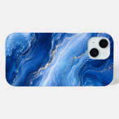 Coques Case-Mate iPhone Vagues de marbre bleu Luxe Abstrait (Verso (horizontal))