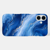Coques Case-Mate iPhone Vagues de marbre bleu Luxe Abstrait (Verso (horizontal))