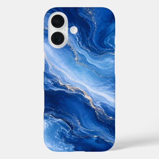 Coques Case-Mate iPhone Vagues de marbre bleu Luxe Abstrait (Verso)
