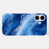 Coques Case-Mate iPhone Vagues de marbre bleu Luxe Abstrait (Verso (horizontal))