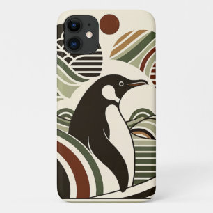 Case-Mate iPhone Case Vagues De Pingouin De Maroon Vert Crème Olive Art