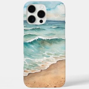 Coques iPhone 16 Pro Max Vagues de plage à l'aquarelle sereine - Vibrations