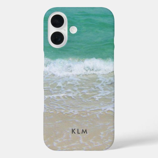 Coques Case-Mate iPhone Vagues de plage côtière sur le monogramme de sable (Verso)
