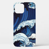 Coques Case-Mate iPhone Vagues d'océan bleu abstrait | Art à la japonaise (Verso)