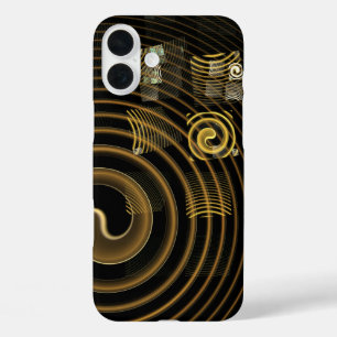 Coques iPhone 16 Plus Vagues dorées hypnotiques Art abstrait moderne