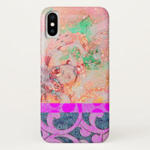 Coque iPhone X VAGUES / Flacons violets rose vif en étincelles do