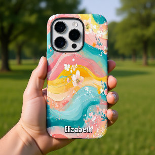 Coques iPhone 16 Pro Vagues florales Pastel