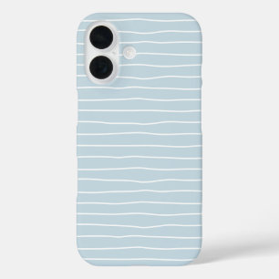 Coques iPhone 16 Vagues géométriques linéaires de l'océan bleu past