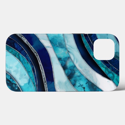Coques Case-Mate iPhone Vagues - Mixte Media Blue Abstrait (Verso (horizontal))