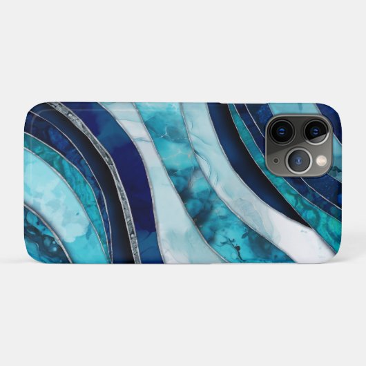 Coques Case-Mate iPhone Vagues - Mixte Media Blue Abstrait (Dos (Horizontal))