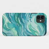 Coques Case-Mate iPhone Vagues océaniques à l'aquarelle sarcelle (Dos (Horizontal))