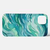 Coques Case-Mate iPhone Vagues océaniques à l'aquarelle sarcelle (Verso (horizontal))