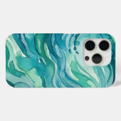 Coques Case-Mate iPhone Vagues océaniques à l'aquarelle sarcelle (Verso (horizontal))