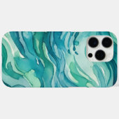 Coques Case-Mate iPhone Vagues océaniques à l'aquarelle sarcelle (Verso (horizontal))