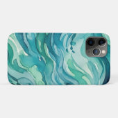 Coques Case-Mate iPhone Vagues océaniques à l'aquarelle sarcelle (Dos (Horizontal))