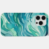 Coques Case-Mate iPhone Vagues océaniques à l'aquarelle sarcelle (Verso (horizontal))