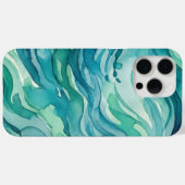 Coques Case-Mate iPhone Vagues océaniques à l'aquarelle sarcelle (Verso (horizontal))
