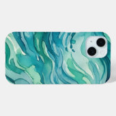 Coques Case-Mate iPhone Vagues océaniques à l'aquarelle sarcelle (Verso (horizontal))