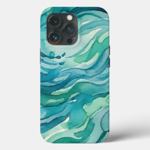 Case-Mate iPhone Case Vagues océaniques à l'aquarelle sarcelle