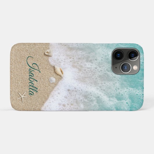 Coques Case-Mate iPhone Vagues Océaniques Turquoise & Sable De Plage (Dos (Horizontal))