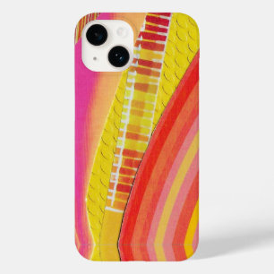 Coque Pour iPhone 14 vagues roses orange et jaunes