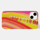Coques Case-Mate iPhone vagues roses orange et jaunes (Verso (horizontal))