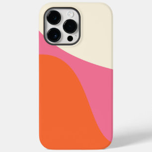 Coque Pour Pour iPhone 14 Pro Max Vagues simples 4 en rose, orange et crème