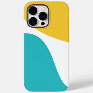 Coque Pour Pour iPhone 14 Pro Max Vagues simples 4 - Turquoise et Jaune