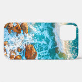 Coques Case-Mate iPhone Vagues sur une plage rocheuse au coucher du soleil (Verso (horizontal))