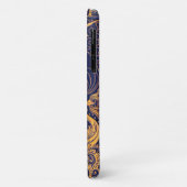 Coques Case-Mate iPhone Vaisseau antique, Dauphins, Or, Monogramme bleu ma (Dos/Gauche)