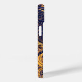 Coques Case-Mate iPhone Vaisseau antique, Dauphins, Or, Monogramme bleu ma (Verso / Droite)