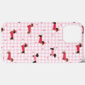 Coques Case-Mate iPhone Valentin Teckel Mignon Gingham Rose Cœur Chien (Verso (horizontal))