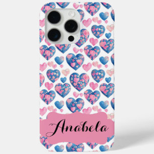 Coque iPhone 15 Pro Max Valentine Blue Pink Pastel 3D effet motif
