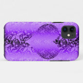 Coques Case-Mate iPhone valentine de coeur pourpre de damassé (Dos (Horizontal))