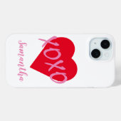 Coques Case-Mate iPhone Valentine Red Heart Rose XOXO Simple mignonne (Verso (horizontal))