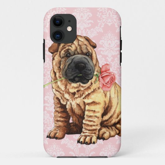 Coques Case-Mate iPhone Valentine Shar-Pei rose (Dos)