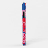 Coques Case-Mate iPhone Valentine XOXO Coeur rose Motif bleu Nom (Dos/Droite)