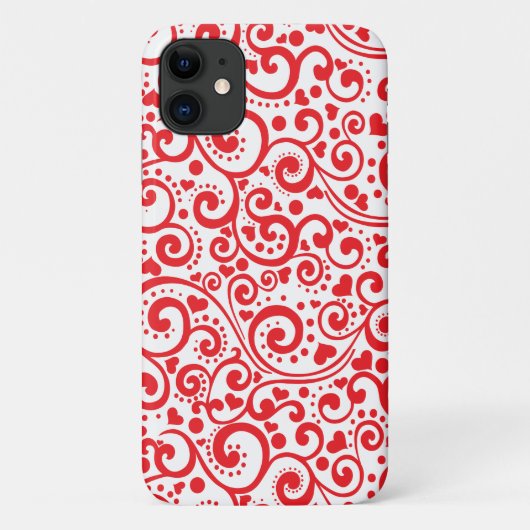 Coques Case-Mate iPhone Valentines - Coeurs rouges et perruques en continu (Dos)