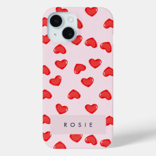 Coque Pour iPhone 15 Valentines personnalisées de Lolipop Coeur Monogra